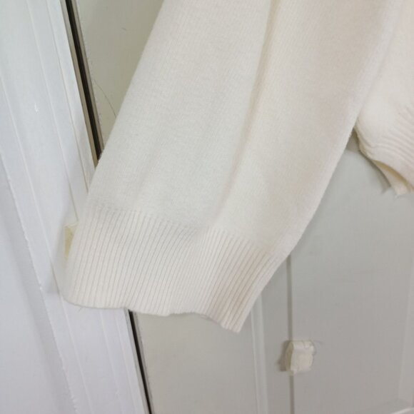 Sage + Stone Womens Cream Cropped Pullover Sweater S Ribbed Cuffs Lightweight - Picture 3 of 10